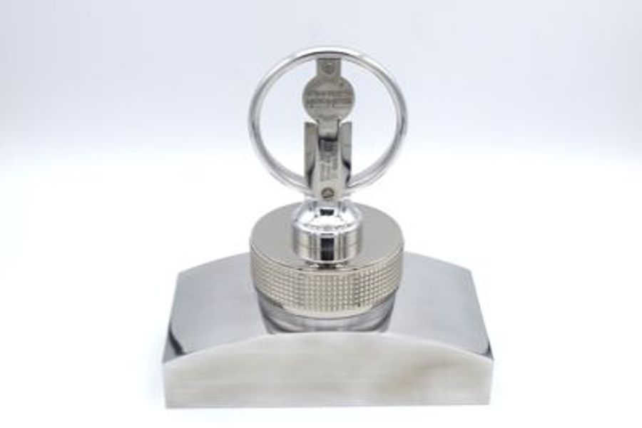 Repusseau and Radiator Cap Ornament - Mounted to Polished Aluminium Bugatti Radiator-Shaped Base